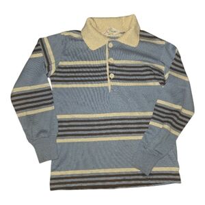 Vintage Healthtex Blue And Brown Striped Kids Polo